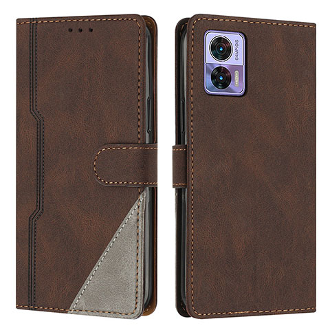 Coque Portefeuille Livre Cuir Etui Clapet H10X pour Motorola Moto Edge 30 Neo 5G Marron