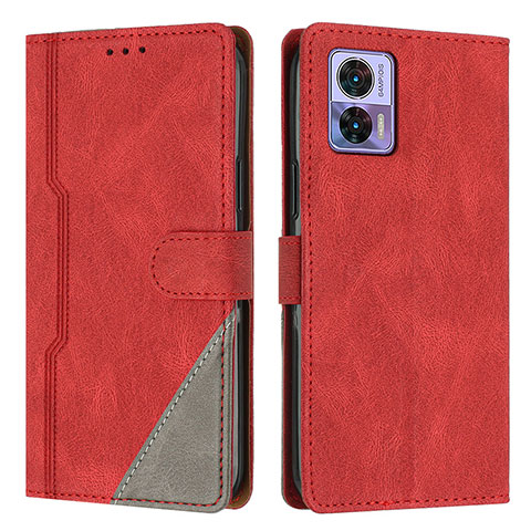 Coque Portefeuille Livre Cuir Etui Clapet H10X pour Motorola Moto Edge 30 Neo 5G Rouge