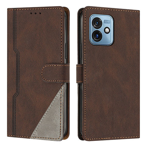 Coque Portefeuille Livre Cuir Etui Clapet H10X pour Motorola Moto G 5G (2023) Marron