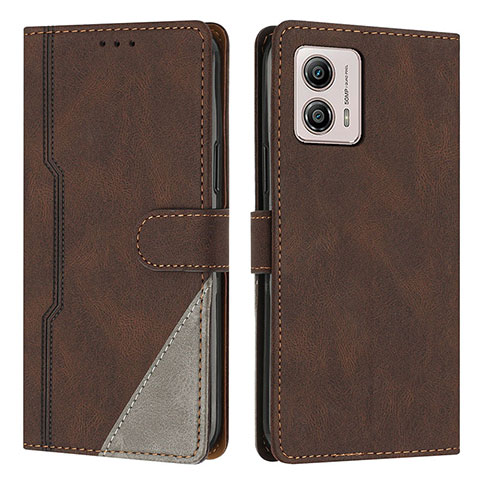 Coque Portefeuille Livre Cuir Etui Clapet H10X pour Motorola Moto G53 5G Marron