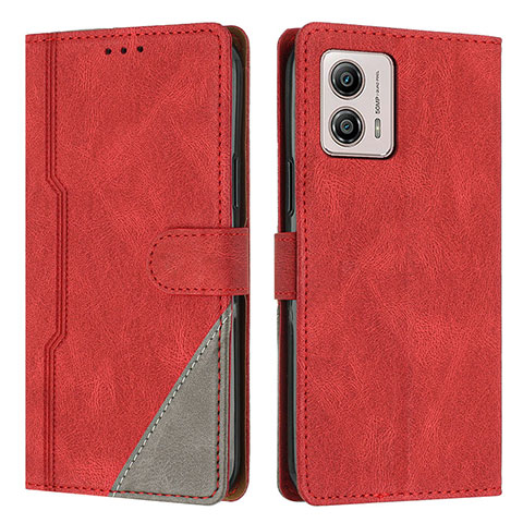 Coque Portefeuille Livre Cuir Etui Clapet H10X pour Motorola Moto G53j 5G Rouge