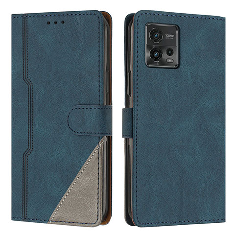 Coque Portefeuille Livre Cuir Etui Clapet H10X pour Motorola Moto G72 Bleu