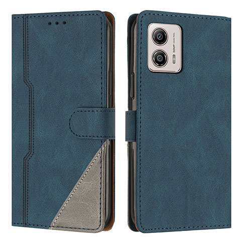 Coque Portefeuille Livre Cuir Etui Clapet H10X pour Motorola Moto G73 5G Bleu