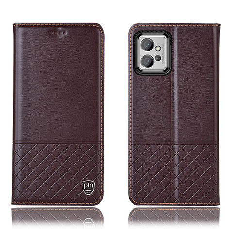 Coque Portefeuille Livre Cuir Etui Clapet H11P pour Motorola Moto G32 Marron