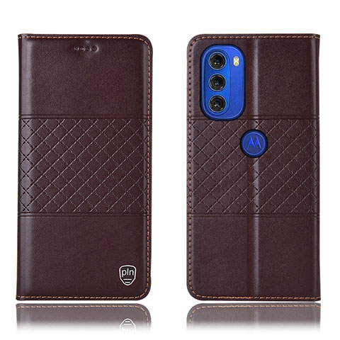 Coque Portefeuille Livre Cuir Etui Clapet H11P pour Motorola Moto G51 5G Marron