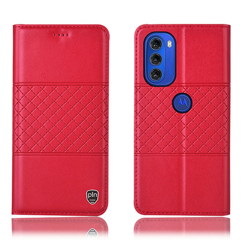 Coque Portefeuille Livre Cuir Etui Clapet H11P pour Motorola Moto G51 5G Rouge