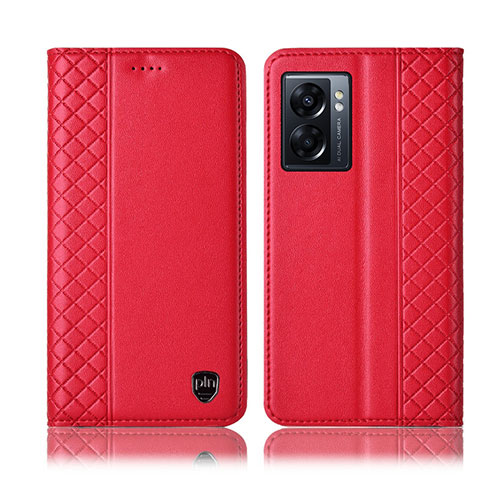 Coque Portefeuille Livre Cuir Etui Clapet H11P pour Oppo A57 5G Rouge