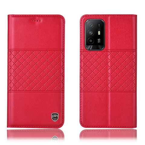 Coque Portefeuille Livre Cuir Etui Clapet H11P pour Oppo A95 5G Rouge