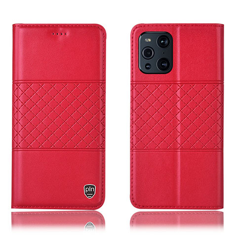 Coque Portefeuille Livre Cuir Etui Clapet H11P pour Oppo Find X3 5G Rouge