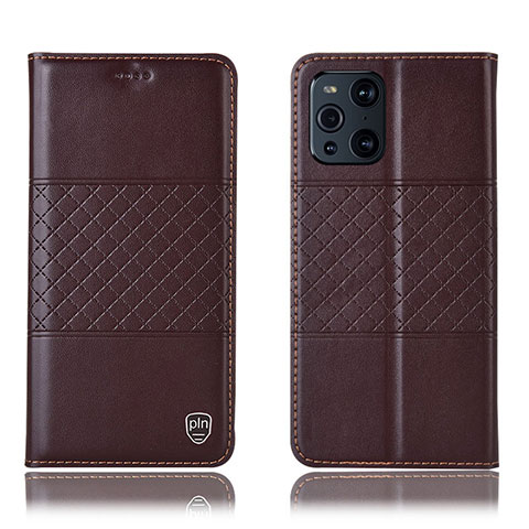 Coque Portefeuille Livre Cuir Etui Clapet H11P pour Oppo Find X3 Pro 5G Marron