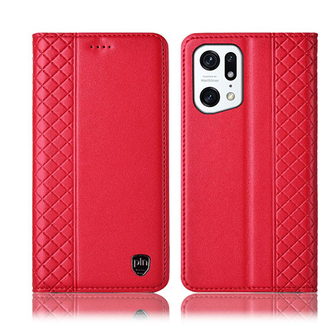 Coque Portefeuille Livre Cuir Etui Clapet H11P pour Oppo Find X5 5G Rouge