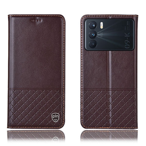 Coque Portefeuille Livre Cuir Etui Clapet H11P pour Oppo K9 Pro 5G Marron