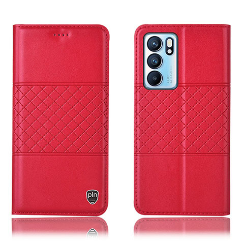 Coque Portefeuille Livre Cuir Etui Clapet H11P pour Oppo Reno6 5G Rouge