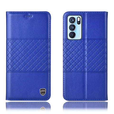 Coque Portefeuille Livre Cuir Etui Clapet H11P pour Oppo Reno6 Pro 5G India Bleu