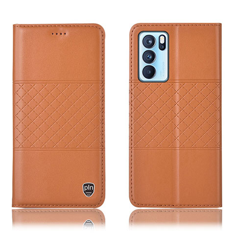 Coque Portefeuille Livre Cuir Etui Clapet H11P pour Oppo Reno6 Pro 5G India Orange