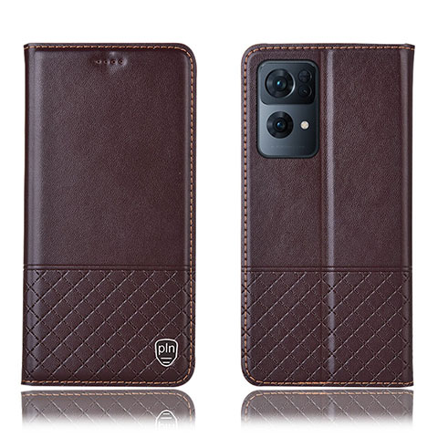 Coque Portefeuille Livre Cuir Etui Clapet H11P pour Oppo Reno7 Pro 5G Marron