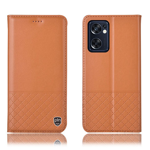 Coque Portefeuille Livre Cuir Etui Clapet H11P pour Oppo Reno7 SE 5G Orange