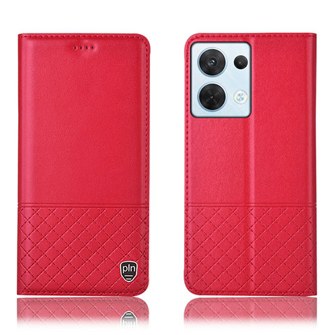 Coque Portefeuille Livre Cuir Etui Clapet H11P pour Oppo Reno8 5G Rouge