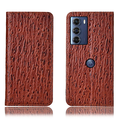 Coque Portefeuille Livre Cuir Etui Clapet H15P pour Motorola Moto G200 5G Marron