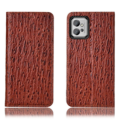 Coque Portefeuille Livre Cuir Etui Clapet H15P pour Motorola Moto G32 Marron