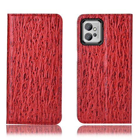 Coque Portefeuille Livre Cuir Etui Clapet H15P pour Motorola Moto G32 Rouge