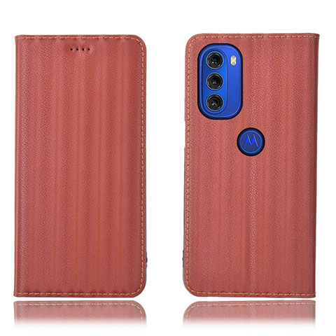 Coque Portefeuille Livre Cuir Etui Clapet H15P pour Motorola Moto G51 5G Marron