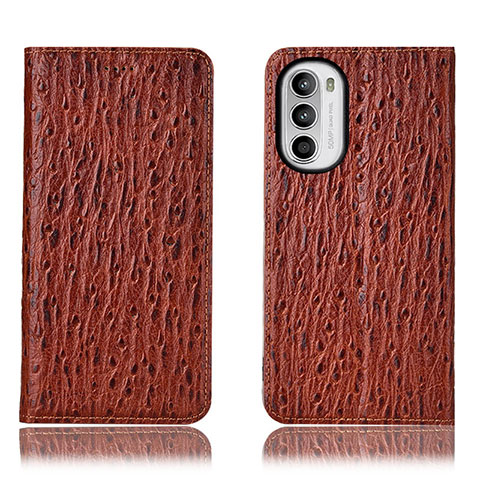 Coque Portefeuille Livre Cuir Etui Clapet H15P pour Motorola MOTO G52 Marron