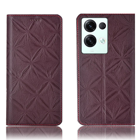 Coque Portefeuille Livre Cuir Etui Clapet H15P pour Oppo Reno9 Pro+ Plus 5G Vin Rouge