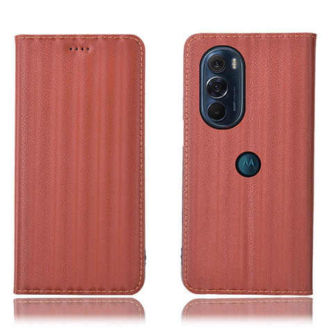 Coque Portefeuille Livre Cuir Etui Clapet H16P pour Motorola Moto Edge 30 Pro 5G Marron