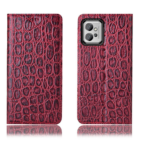 Coque Portefeuille Livre Cuir Etui Clapet H16P pour Motorola Moto G32 Rouge