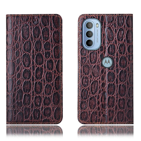 Coque Portefeuille Livre Cuir Etui Clapet H16P pour Motorola Moto G41 Marron