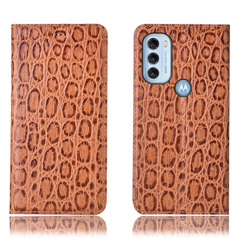 Coque Portefeuille Livre Cuir Etui Clapet H16P pour Motorola Moto G71 5G Brun Clair