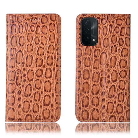 Coque Portefeuille Livre Cuir Etui Clapet H16P pour Oppo A54 5G Brun Clair