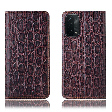 Coque Portefeuille Livre Cuir Etui Clapet H16P pour Oppo A54 5G Marron