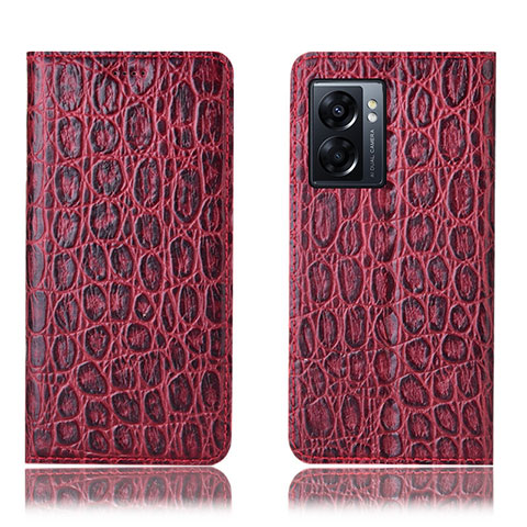 Coque Portefeuille Livre Cuir Etui Clapet H16P pour Oppo A57 5G Rouge