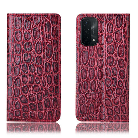 Coque Portefeuille Livre Cuir Etui Clapet H16P pour Oppo A74 5G Rouge