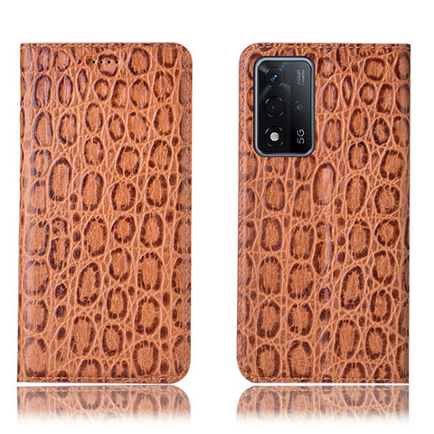 Coque Portefeuille Livre Cuir Etui Clapet H16P pour Oppo A93s 5G Brun Clair