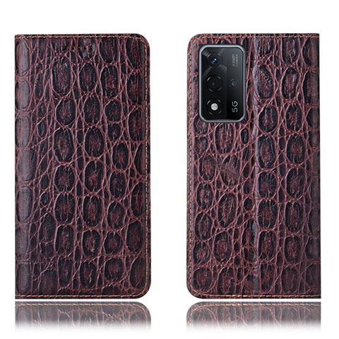 Coque Portefeuille Livre Cuir Etui Clapet H16P pour Oppo A93s 5G Marron