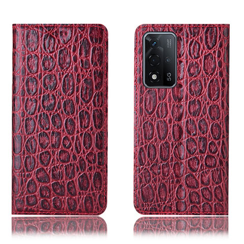 Coque Portefeuille Livre Cuir Etui Clapet H16P pour Oppo A93s 5G Rouge