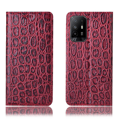 Coque Portefeuille Livre Cuir Etui Clapet H16P pour Oppo F19 Pro+ Plus 5G Rouge