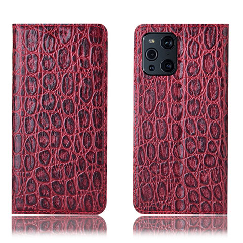 Coque Portefeuille Livre Cuir Etui Clapet H16P pour Oppo Find X3 5G Rouge