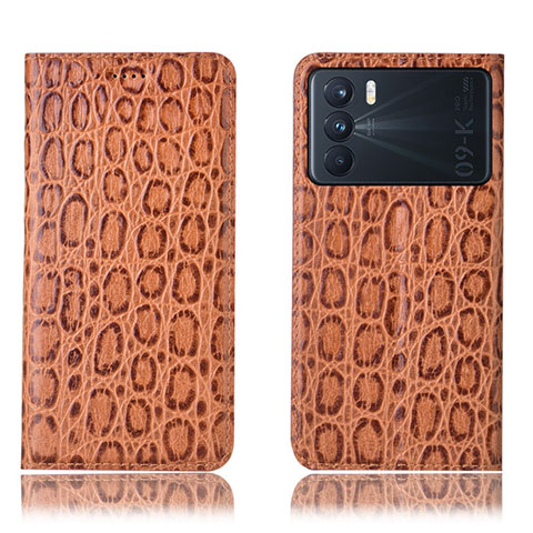 Coque Portefeuille Livre Cuir Etui Clapet H16P pour Oppo K9 Pro 5G Brun Clair