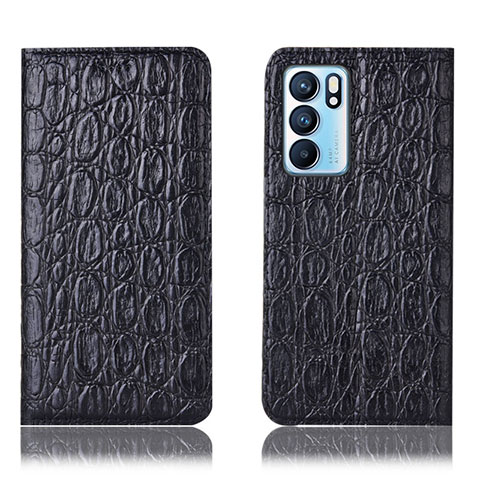 Coque Portefeuille Livre Cuir Etui Clapet H16P pour Oppo Reno6 5G Noir