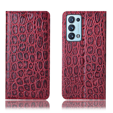 Coque Portefeuille Livre Cuir Etui Clapet H16P pour Oppo Reno6 Pro 5G Rouge