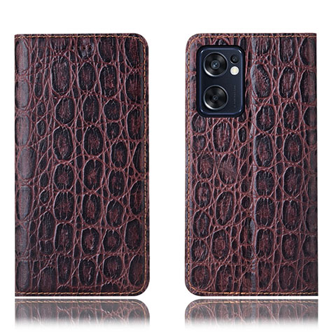 Coque Portefeuille Livre Cuir Etui Clapet H16P pour Oppo Reno7 SE 5G Marron