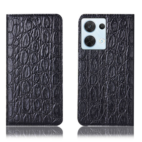 Coque Portefeuille Livre Cuir Etui Clapet H16P pour Oppo Reno8 5G Noir