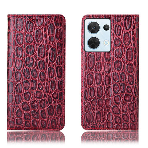 Coque Portefeuille Livre Cuir Etui Clapet H16P pour Oppo Reno8 5G Rouge