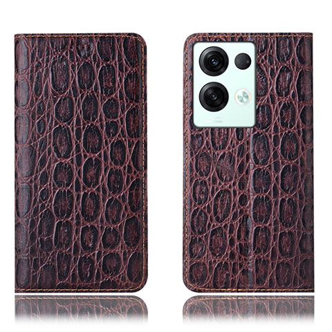 Coque Portefeuille Livre Cuir Etui Clapet H16P pour Oppo Reno8 Pro+ Plus 5G Marron