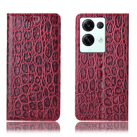 Coque Portefeuille Livre Cuir Etui Clapet H16P pour Oppo Reno8 Pro+ Plus 5G Rouge