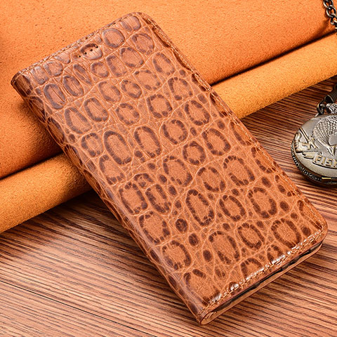 Coque Portefeuille Livre Cuir Etui Clapet H16P pour Vivo Y56 5G Brun Clair